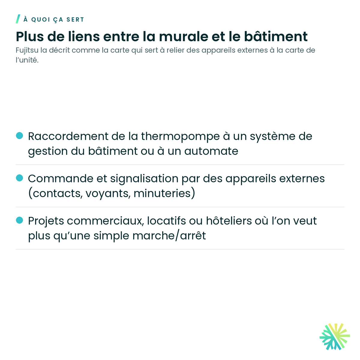À quoi ça sert – Carte d’entrées et sorties externes Fujitsu UTY-XCSXZ2 pour unité murale