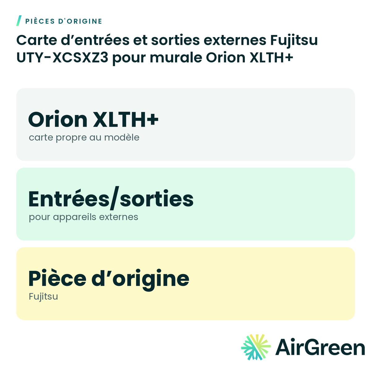 Carte d’entrées et sorties externes Fujitsu UTY-XCSXZ3 pour murale Orion XLTH+