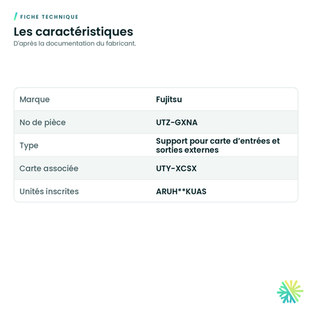 Fiche technique – Support pour carte d’entrées/sorties externes Fujitsu UTZ-GXNA