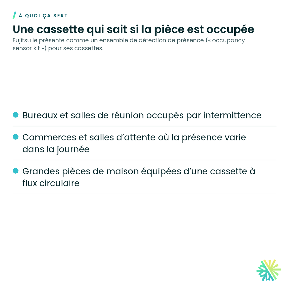 À quoi ça sert – Ensemble détecteur de présence Fujitsu UTY-SHZXC pour cassette à flux circulaire