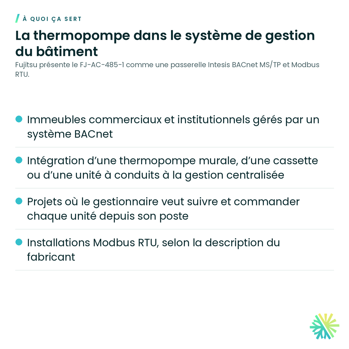 À quoi ça sert – Module BACnet MS/TP Fujitsu FJ-AC-485-1 (passerelle Intesis)