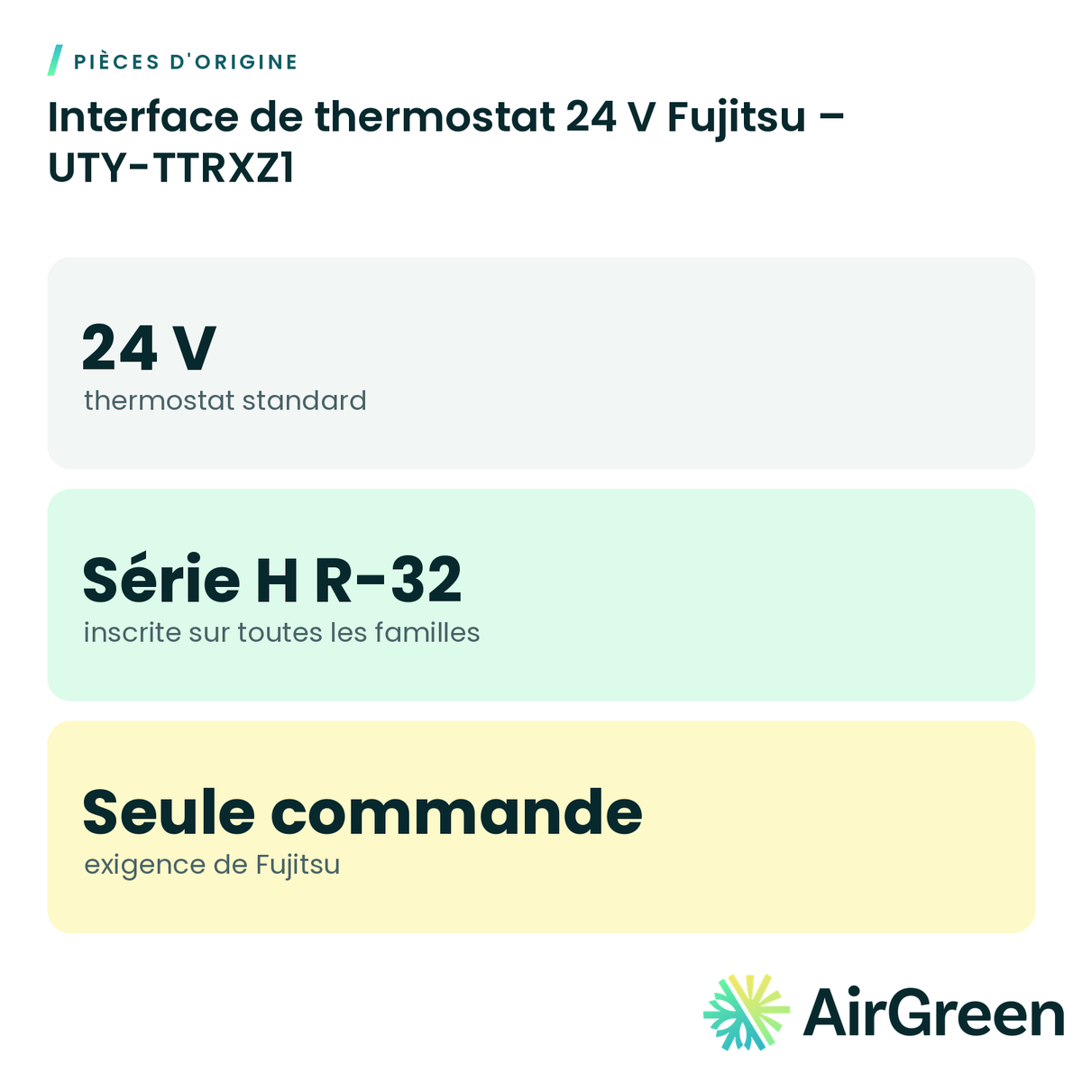 Interface de thermostat 24 V Fujitsu – UTY-TTRXZ1