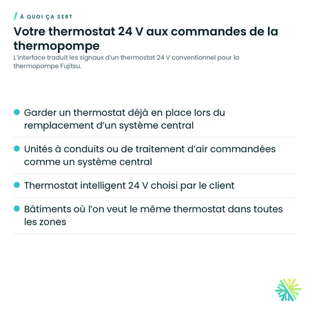 À quoi ça sert – Interface de thermostat 24 V Fujitsu – UTY-TTRXZ1