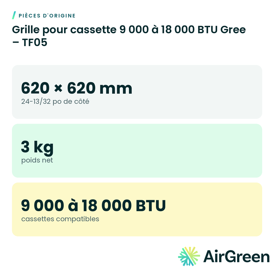 Grille pour cassette 9 000 à 18 000 BTU Gree – TF05