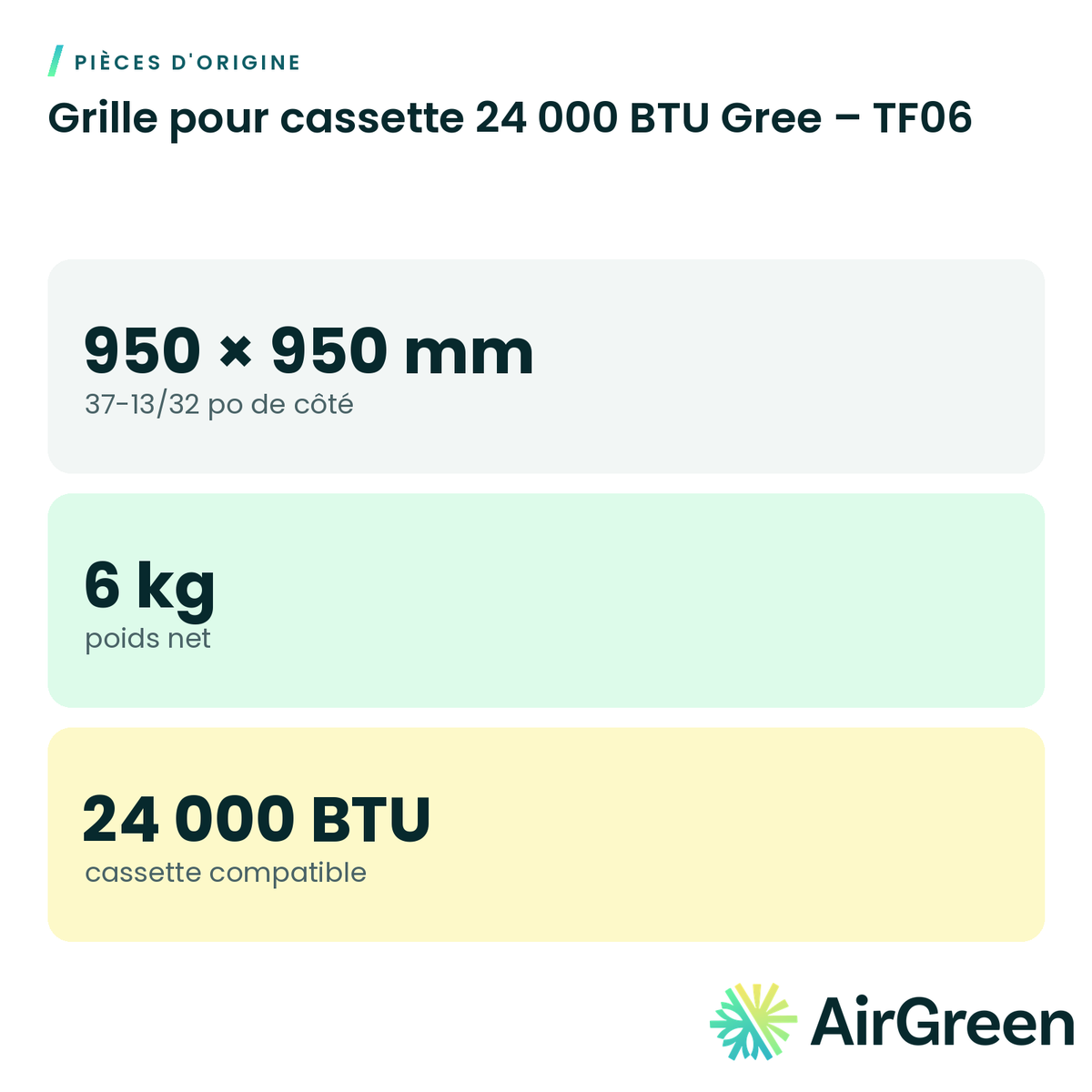 Grille pour cassette 24 000 BTU Gree – TF06