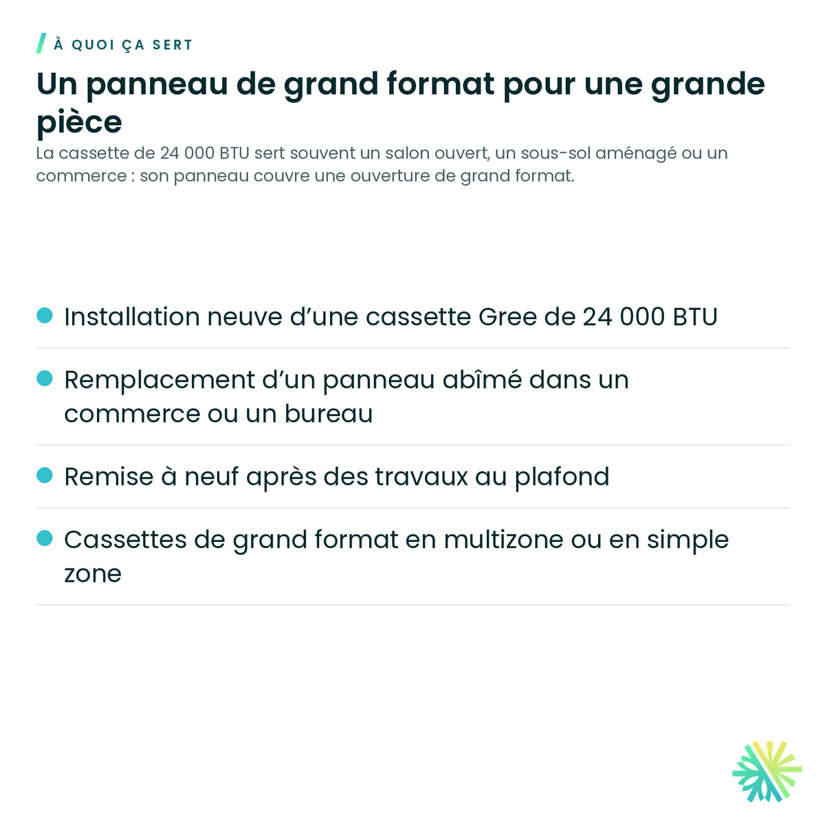 À quoi ça sert – Grille pour cassette 24 000 BTU Gree – TF06
