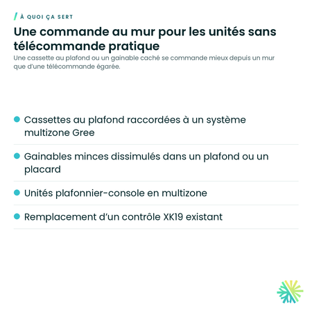 À quoi ça sert – Contrôle mural multizone (filage non inclus) Gree – XK19