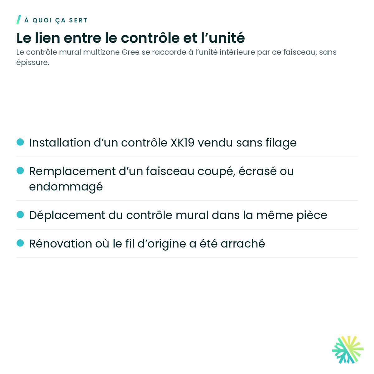 À quoi ça sert – Filage pour contrôle mural multizone Gree – 40010232