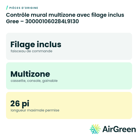 Contrôle mural multizone avec filage inclus Gree – 300001060284L9130