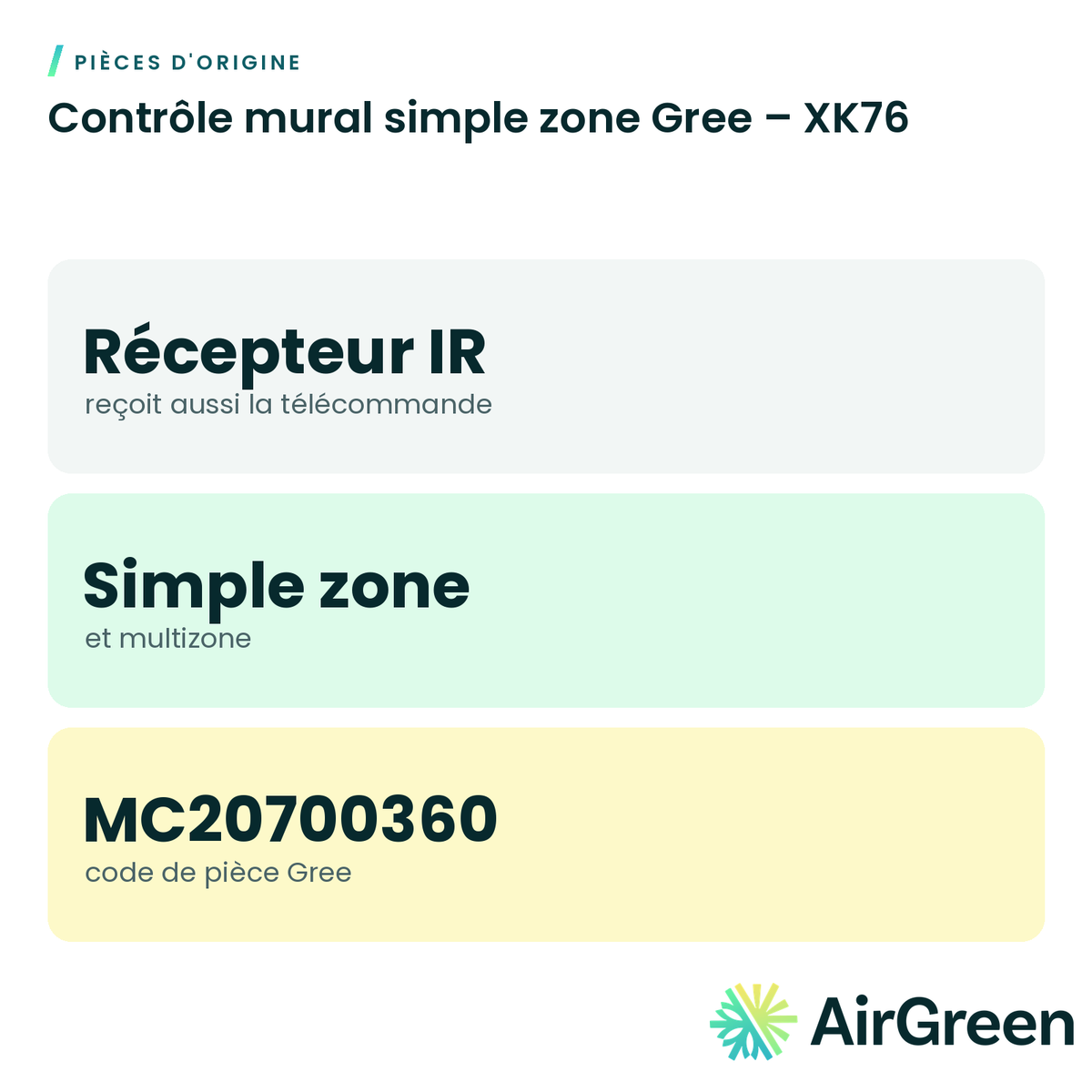 Contrôle mural simple zone Gree – XK76
