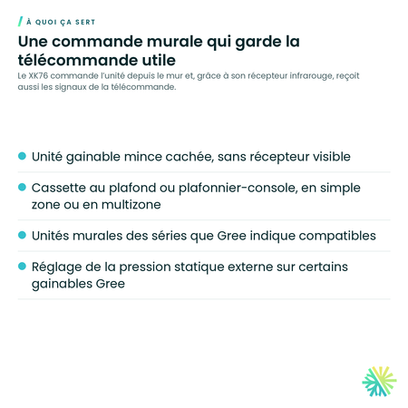 À quoi ça sert – Contrôle mural simple zone Gree – XK76