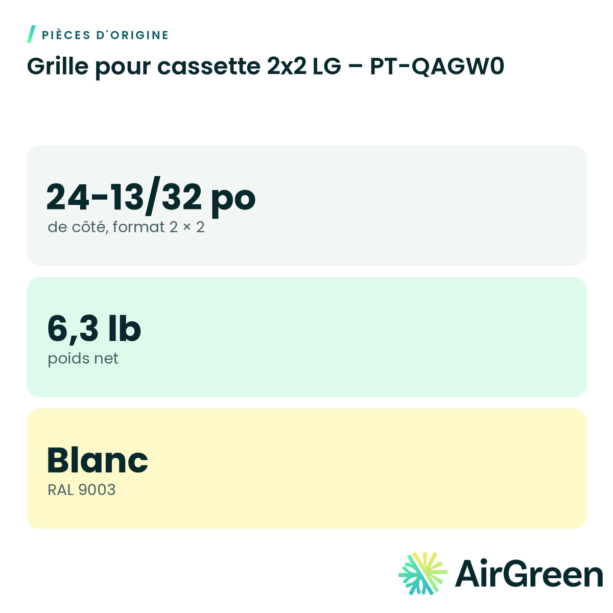 Grille pour cassette 2x2 LG – PT-QAGW0