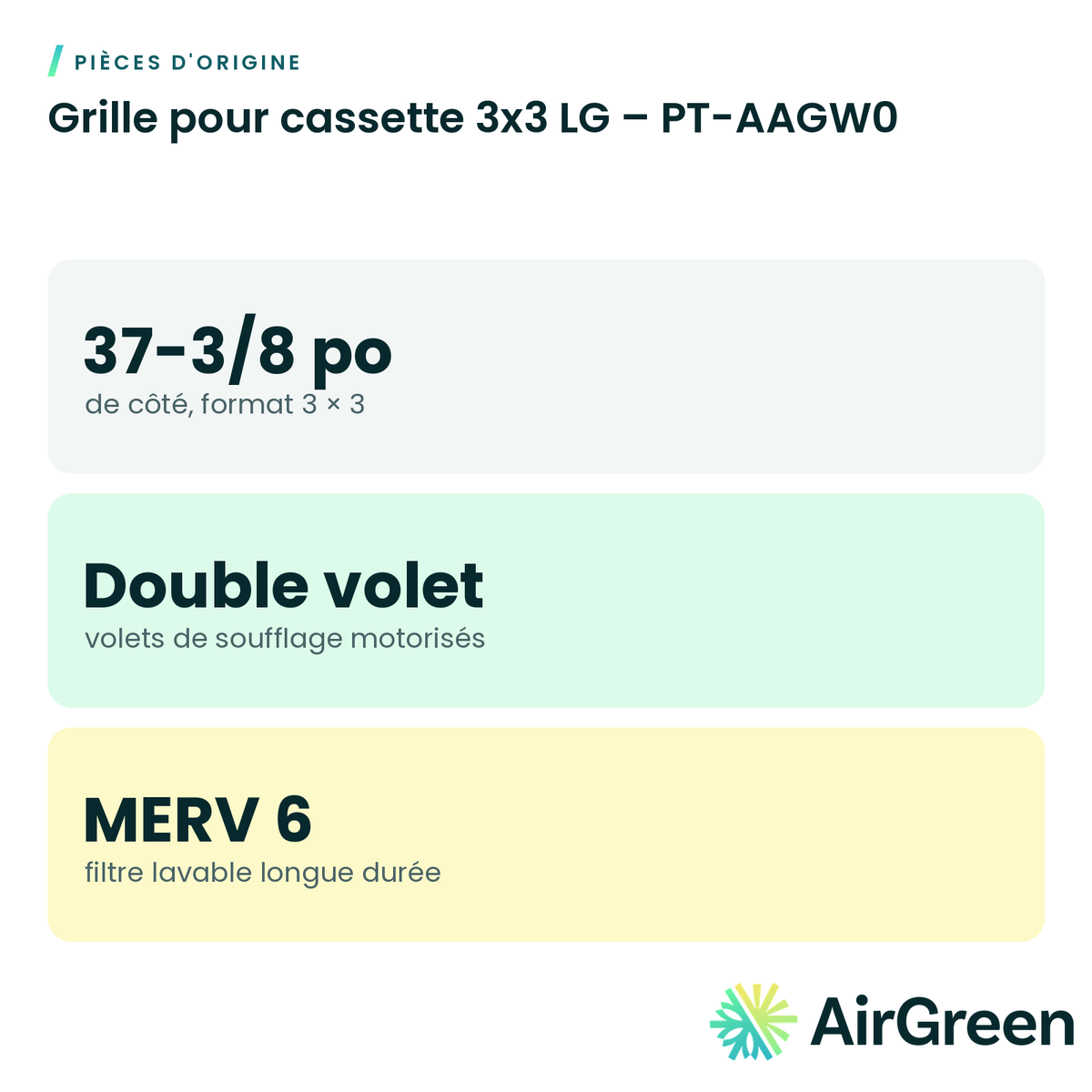 Grille pour cassette 3x3 LG – PT-AAGW0