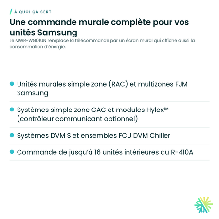 À quoi ça sert – Contrôleur filaire avancé Samsung – MWR-WG01UN