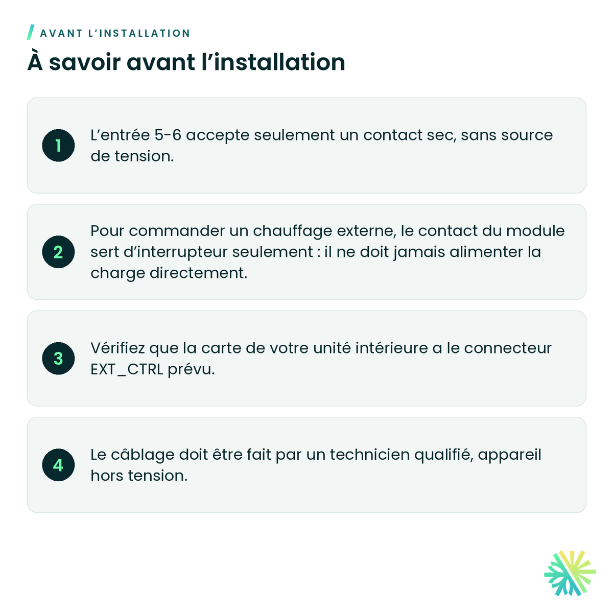 À savoir avant l’installation – Module d’interface de contacts externes Samsung – MIM-B14U