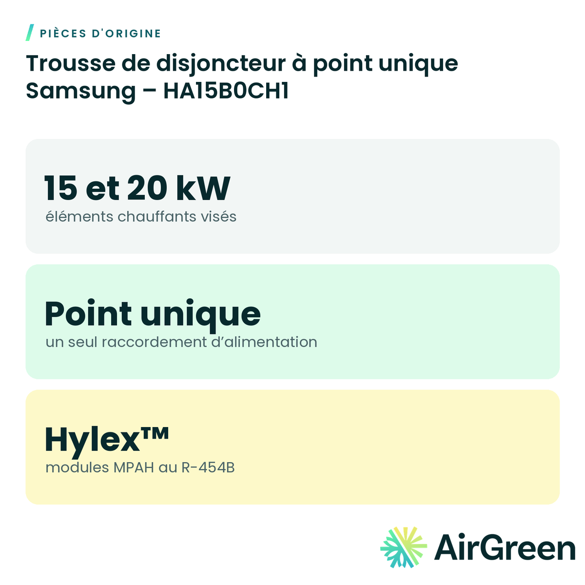 Trousse de disjoncteur à point unique Samsung – HA15B0CH1
