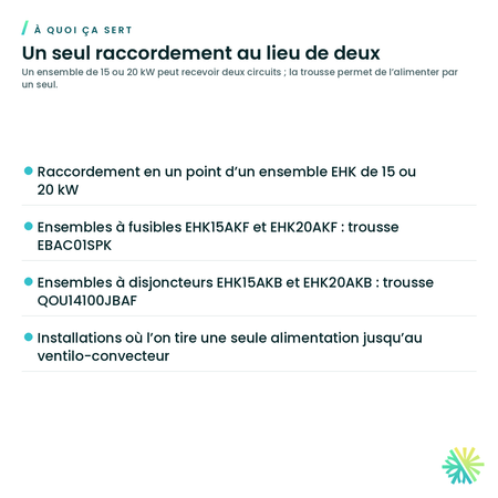 Trousse de raccordement en un point Arcoaire pour ensembles de chauffage EHK — à quoi ça sert