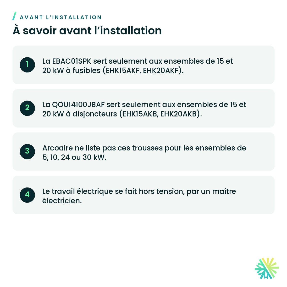 Trousse de raccordement en un point Arcoaire pour ensembles de chauffage EHK — à savoir avant l’installation
