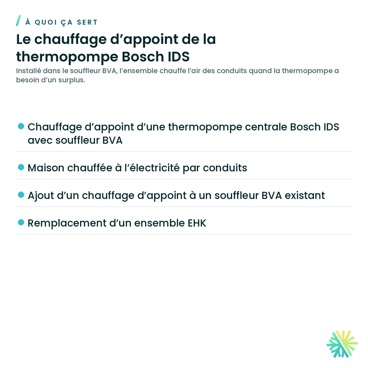 Ensemble de chauffage électrique Bosch EHK pour souffleur BVA — à quoi ça sert