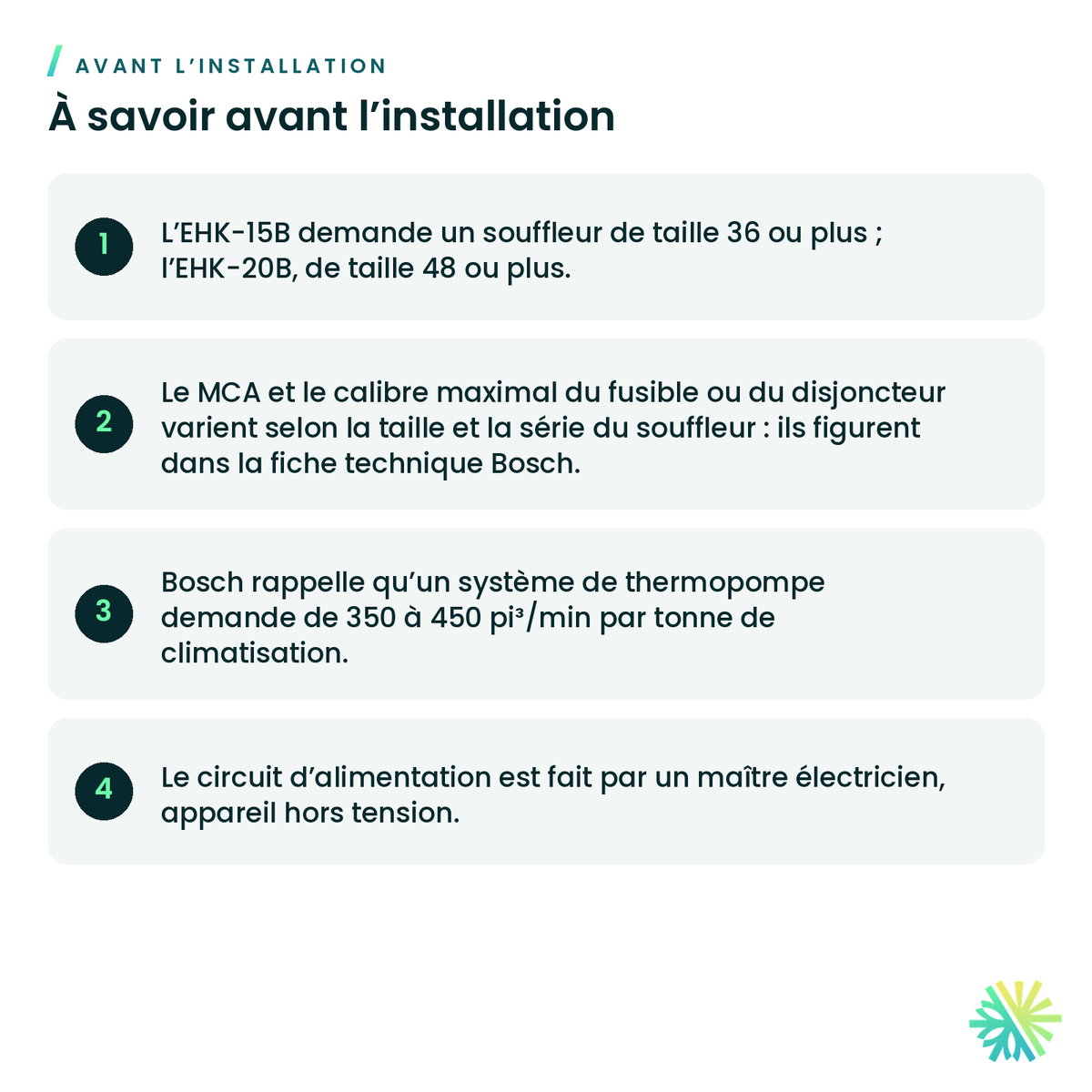 Ensemble de chauffage électrique Bosch EHK pour souffleur BVA — à savoir avant l’installation