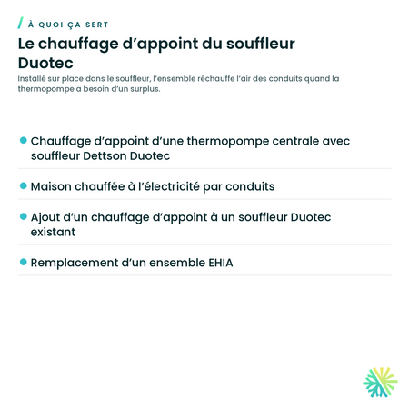 Ensemble de chauffage électrique Dettson EHIA pour souffleur Duotec — à quoi ça sert