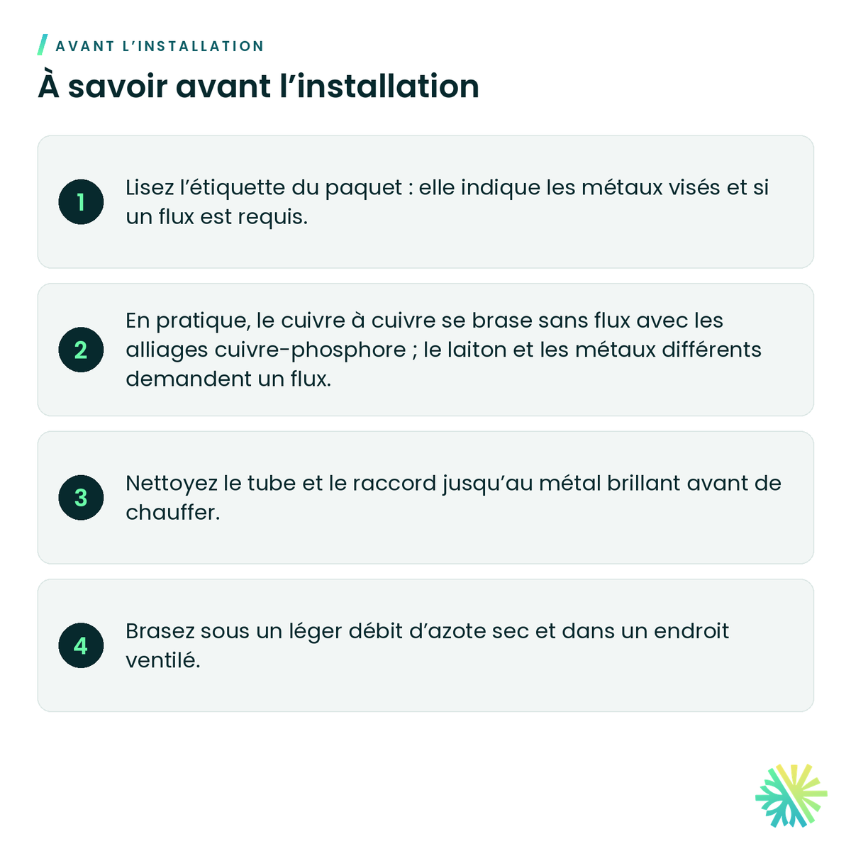 À savoir avant l’installation – Baguettes de brasage à l'argent