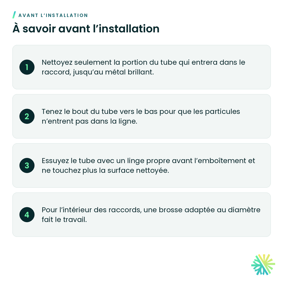 À savoir avant l’installation – Toile abrasive pour cuivre (papier sablé de plombier)