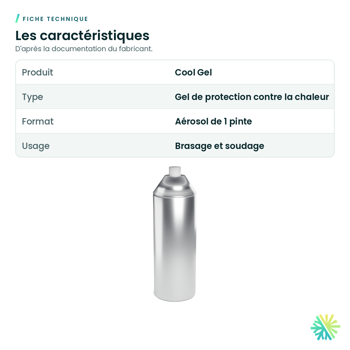 Fiche technique – Gel protecteur de chaleur Cool Gel – aérosol 1 pinte