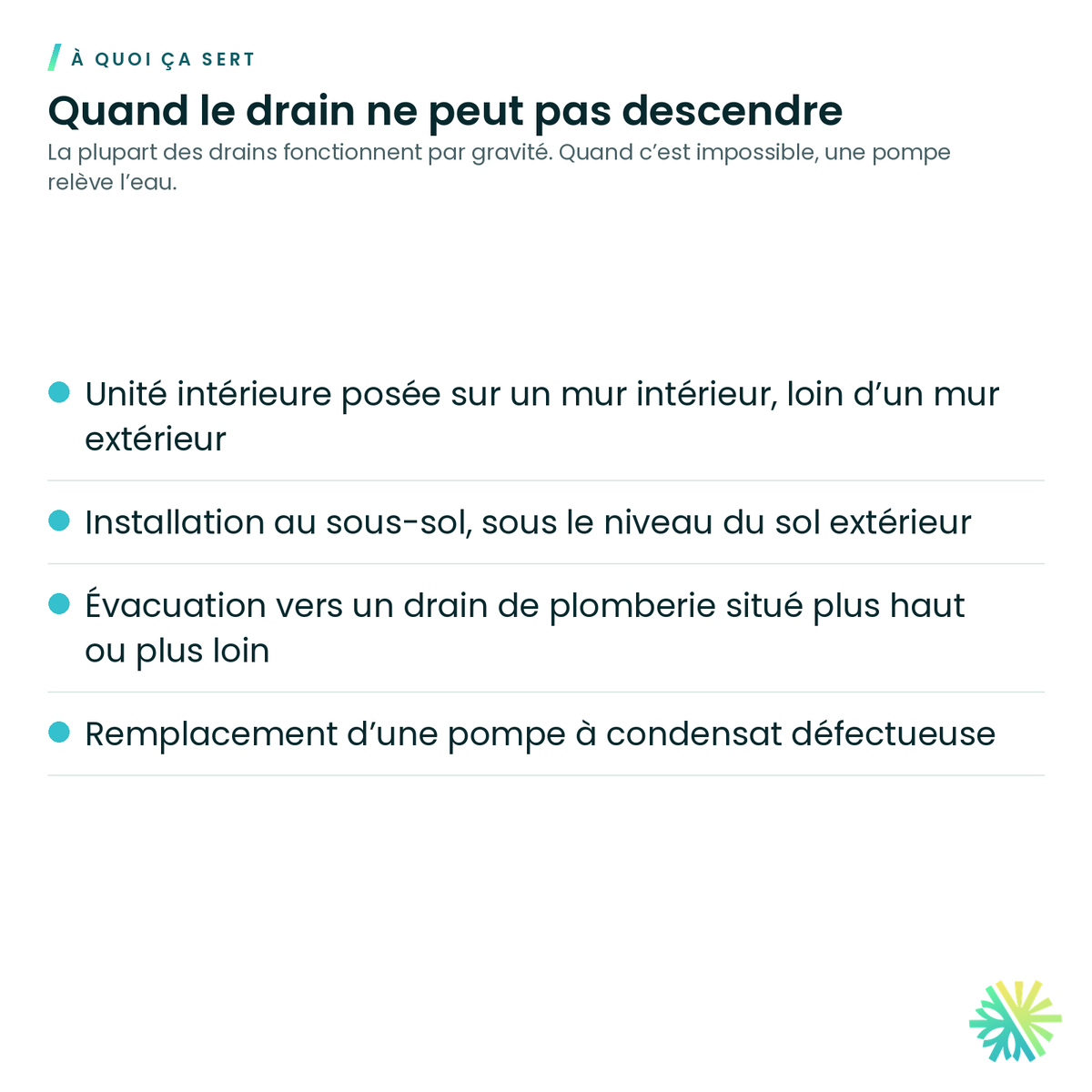 À quoi ça sert – Pompe à condensat pour thermopompe murale