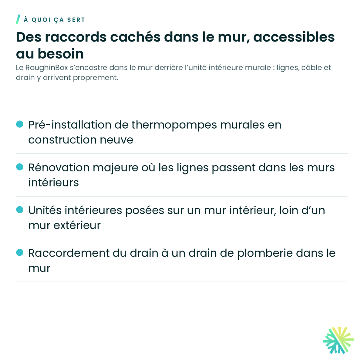 À quoi ça sert – Boîtier mural encastré RoughinBox RBX3-MD-NC pour drain et lignes
