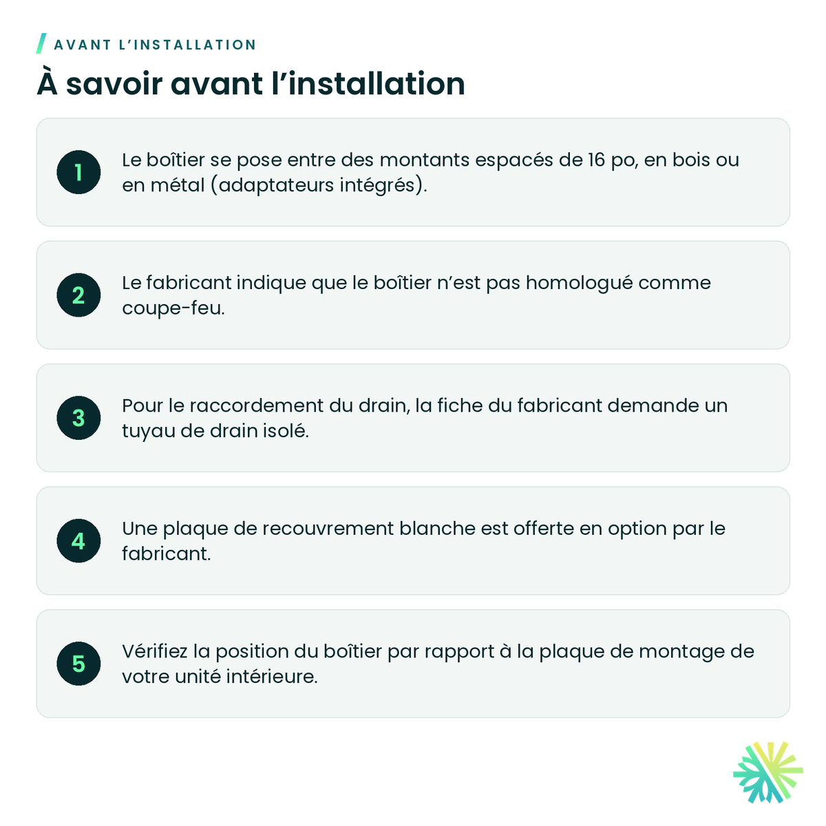 À savoir avant l’installation – Boîtier mural encastré RoughinBox RBX3-MD-NC pour drain et lignes