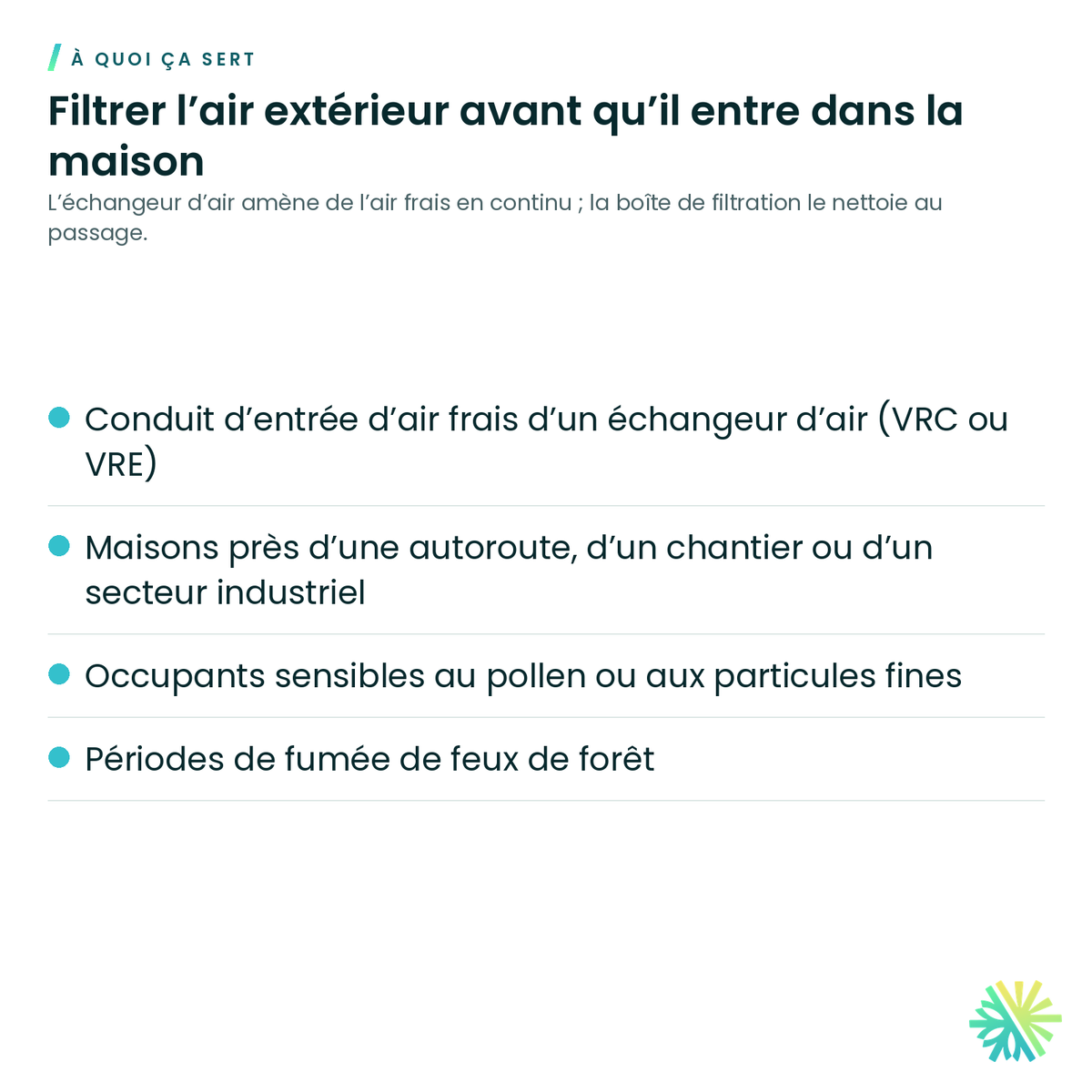 À quoi ça sert – Boîte de filtration MERV 13 – 6 po