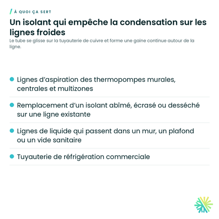 À quoi ça sert – Isolant élastomère Armaflex en tube – longueur de 6 pi
