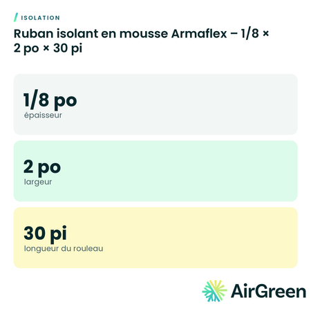 Ruban isolant en mousse Armaflex – 1/8 × 2 po × 30 pi