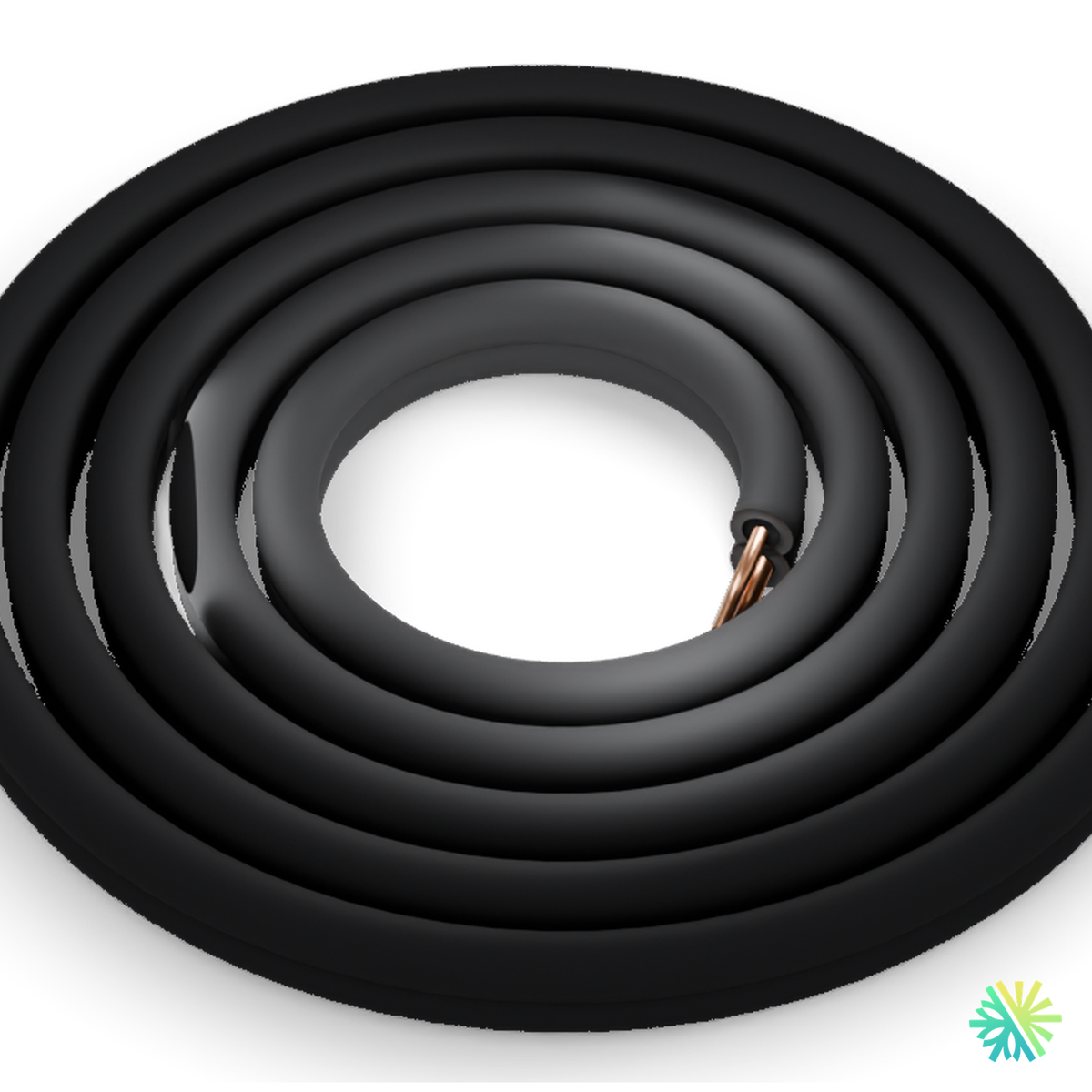 Vue de détail – Ensemble de lignes pré-isolées pour thermopompe murale – rouleau de 50 pi