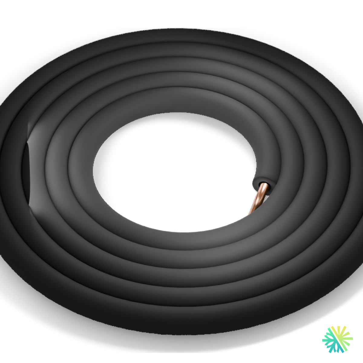 Vue de détail – Tube de cuivre pré-isolé (isolant de 1/2 po) – en rouleau