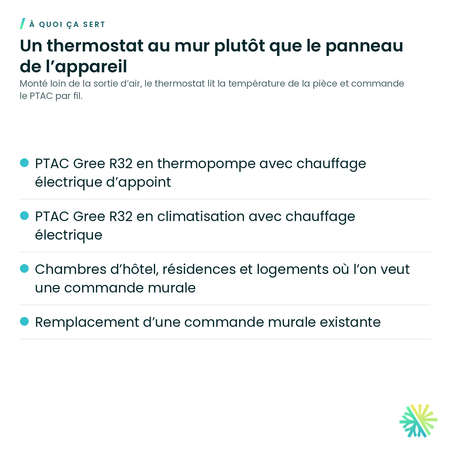 À quoi ça sert – Thermostat mural filaire Gree TP-N-631 pour PTAC