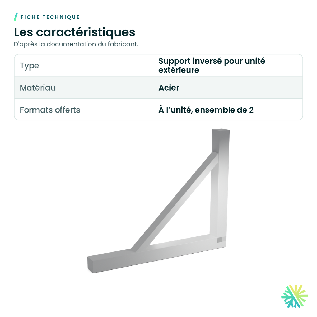 Fiche technique – Support mural inversé en acier