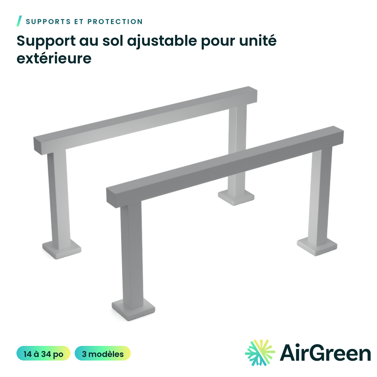 Support au sol ajustable pour unité extérieure