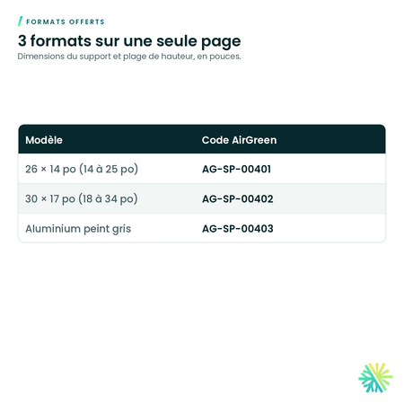 Formats offerts – Support au sol ajustable pour unité extérieure