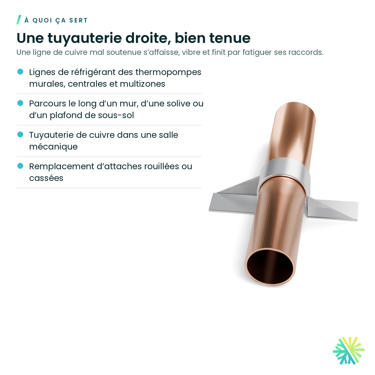 À quoi ça sert – Attache pour tuyau de cuivre
