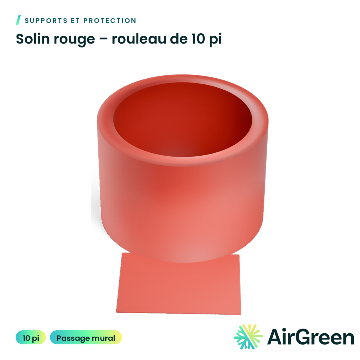Solin rouge – rouleau de 10 pi