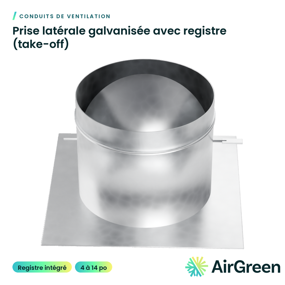 Prise latérale galvanisée avec registre (take-off)