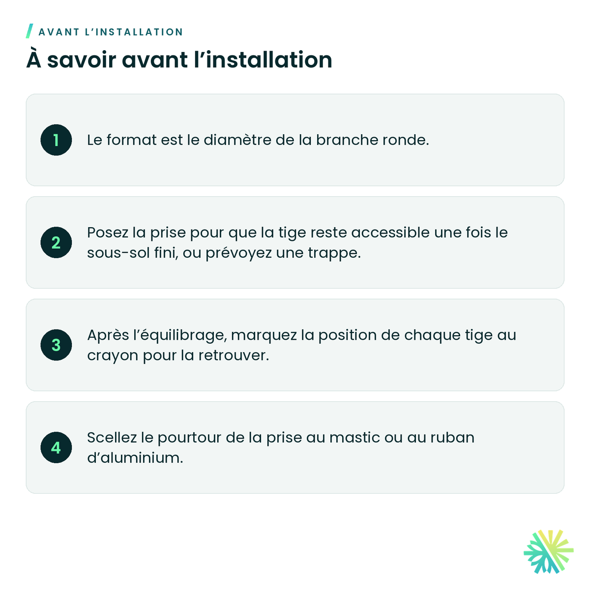 À savoir avant l’installation – Prise latérale galvanisée avec registre (take-off)