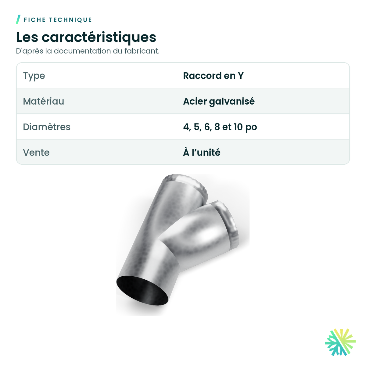 Fiche technique – Raccord en Y galvanisé