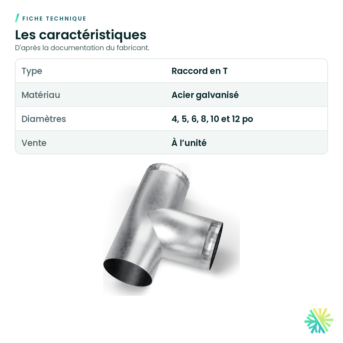 Fiche technique – Raccord en T galvanisé