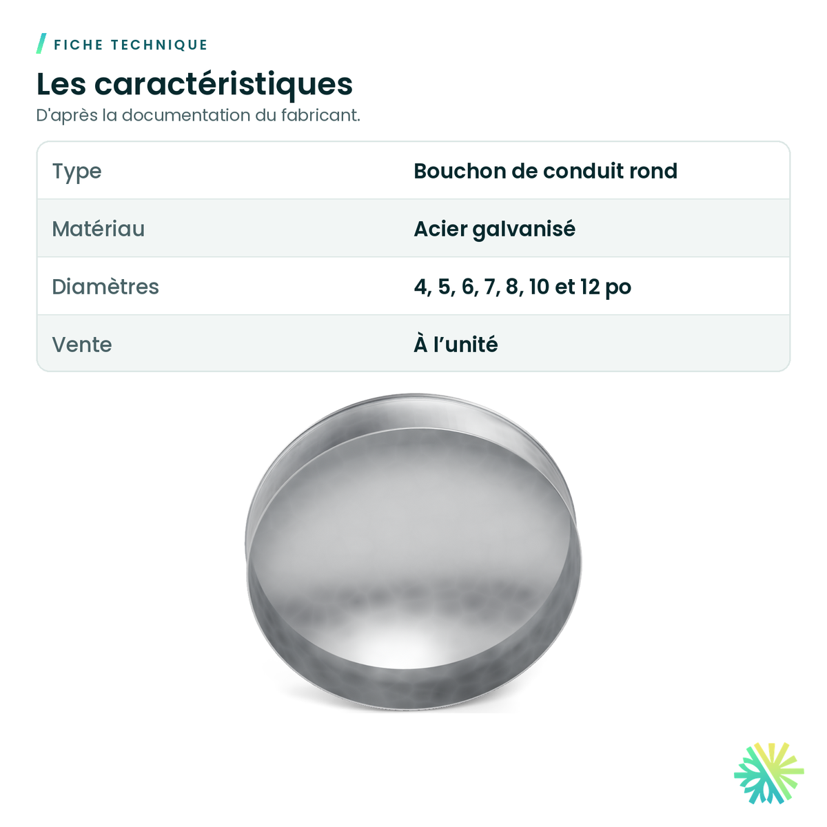 Fiche technique – Bouchon rond galvanisé