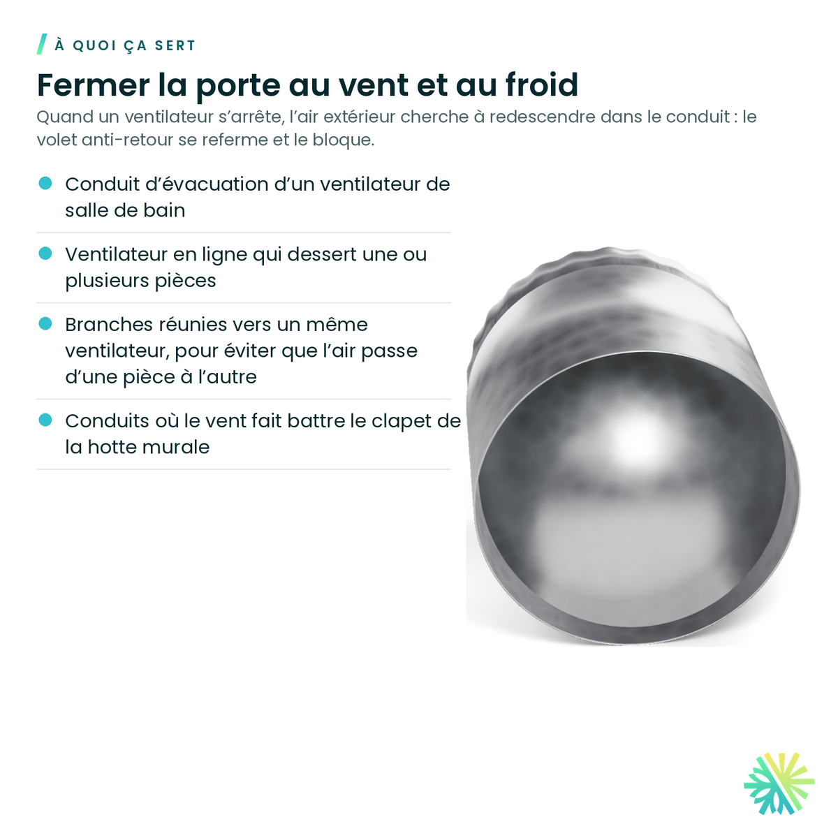 À quoi ça sert – Volet anti-retour rond galvanisé