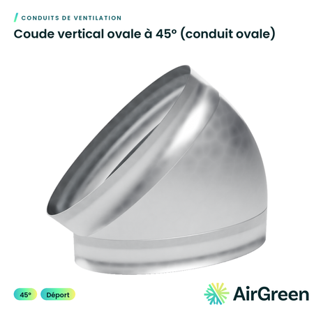 Coude vertical ovale à 45° (conduit ovale)