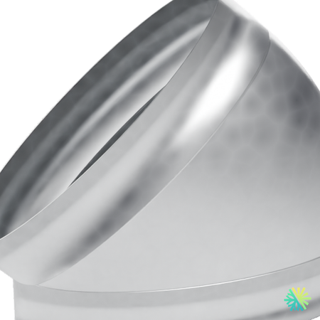 Vue de détail – Coude vertical ovale à 45° (conduit ovale)